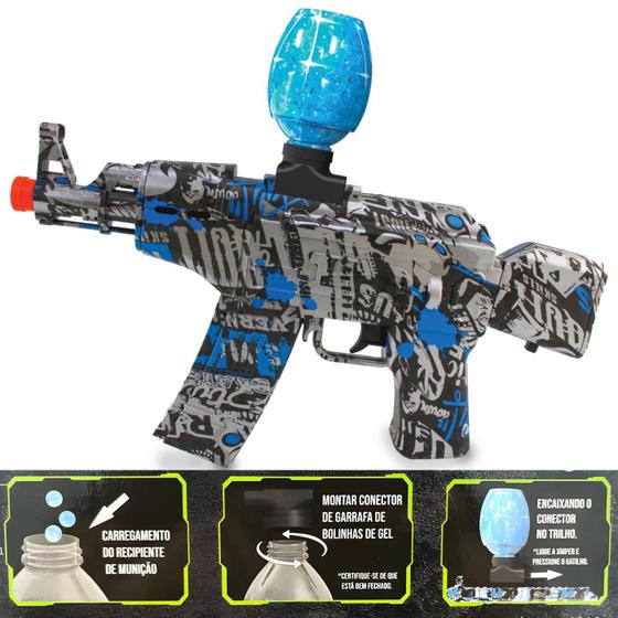 Arma Brinquedo Lançador de Bolinha De Gel Ak47 Elétrica Automática Arminha